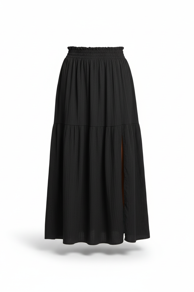 Jupe Midi Noire Fendue Fluide