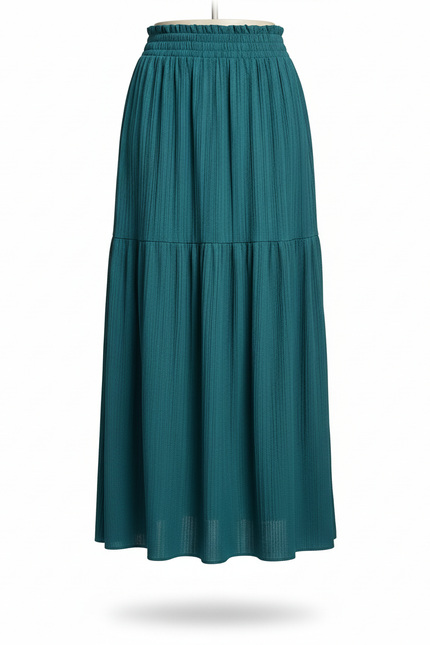 Jupe Midi Verte Étagée Fluide