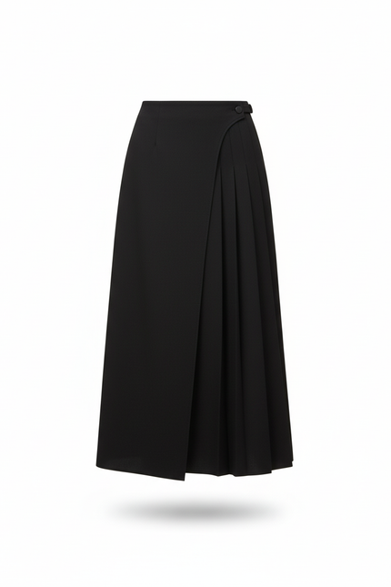 Jupe Midi Noire Plissée Élégante raffinée moderne