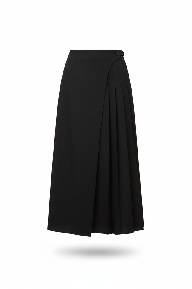 Jupe Midi Noire Plissée Élégante raffinée moderne