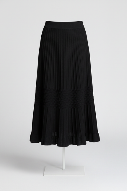 Jupe Midi Noire Plissée Élégante sophistiquée