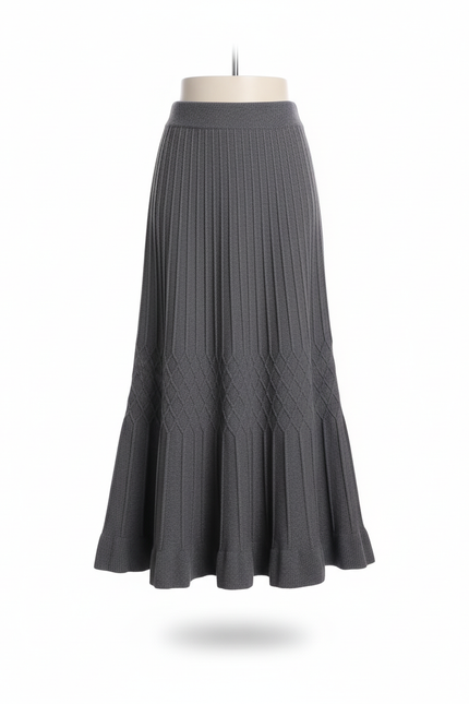 Jupe Midi Plissée Tricotée Élégante