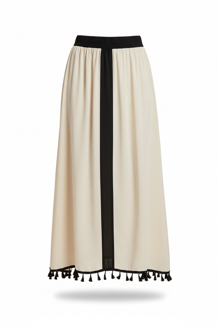 Jupe Midi Bicolore Tassels Fluide
