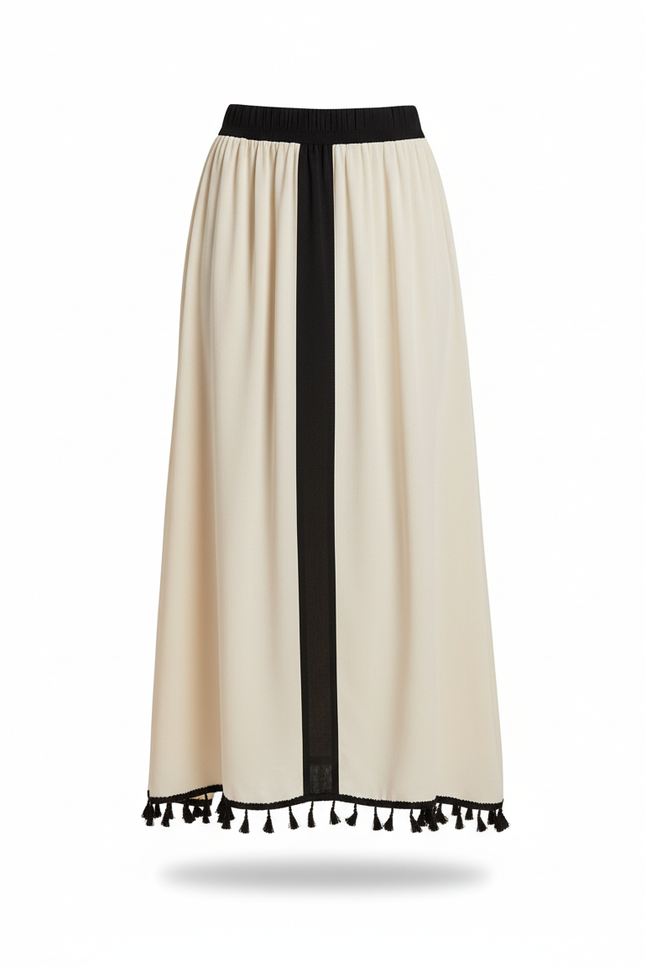 Jupe Midi Bicolore Tassels Fluide