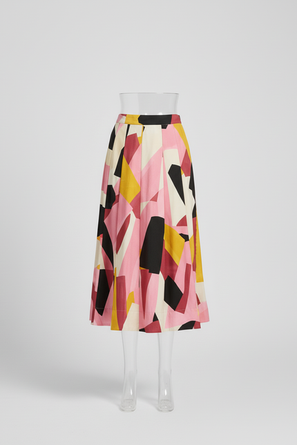 Jupe Midi Imprimée Géométrique Élégante
