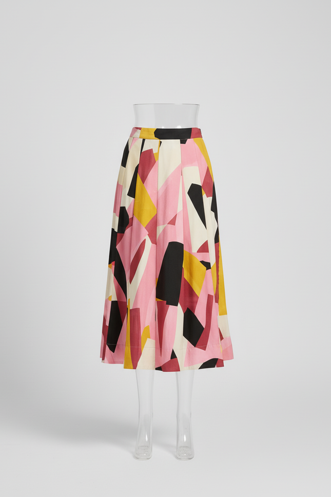 Jupe Midi Imprimée Géométrique Élégante