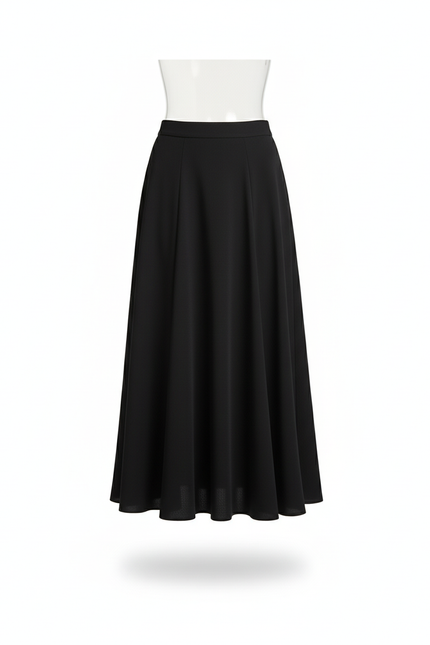 Jupe Midi Noire Drapée Fluide
