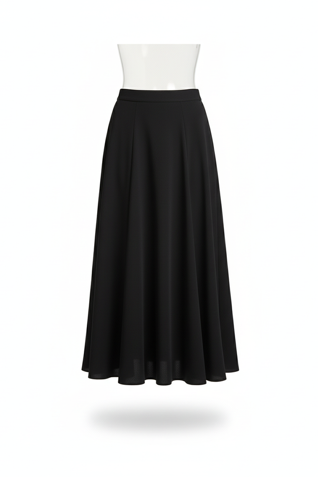 Jupe Midi Noire Drapée Fluide
