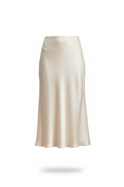 Jupe Midi Blanc Satin Élégante