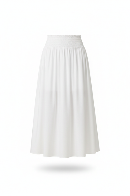 Jupe Midi Blanche Popeline Fluide