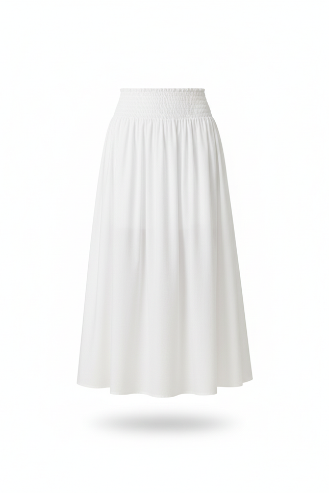 Jupe Midi Blanche Popeline Fluide