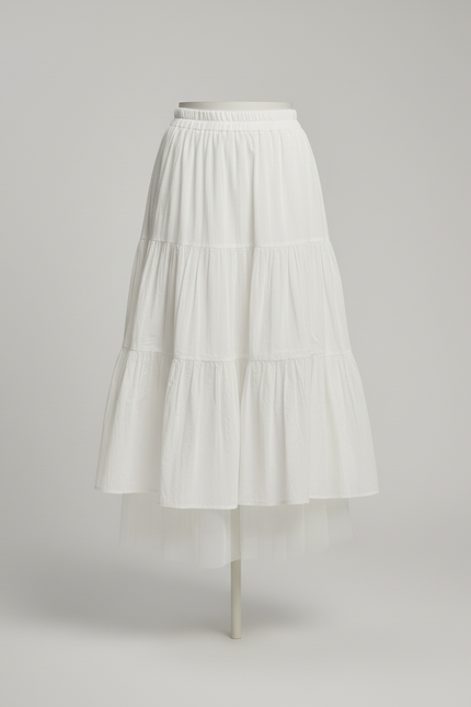 Jupe Midi Blanche À Volants Chic romantique