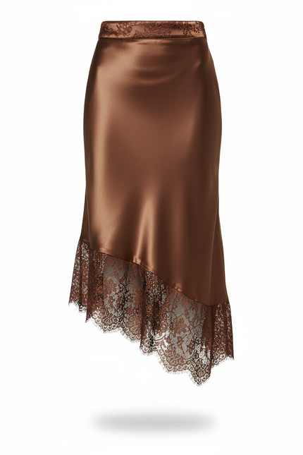 Jupe Midi Satin Dentelle Élégante délicate