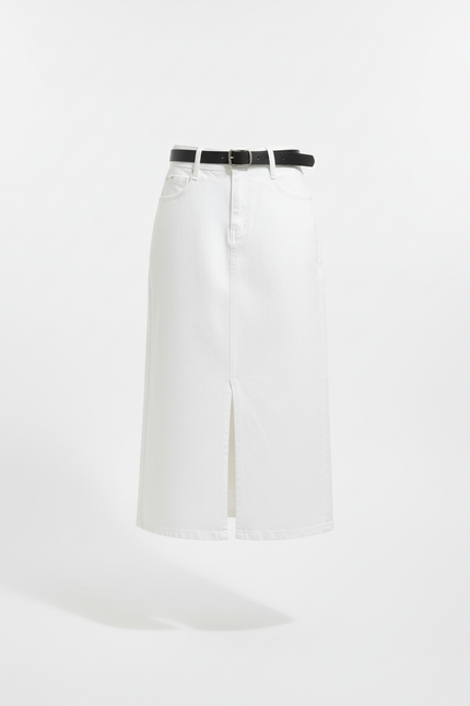 Jupe Midi Blanche Denim Chic