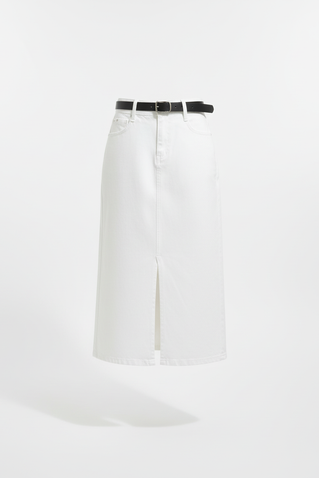 Jupe Midi Blanche Denim Chic