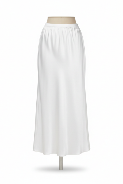 Jupe Midi Blanche Satinée Fluide