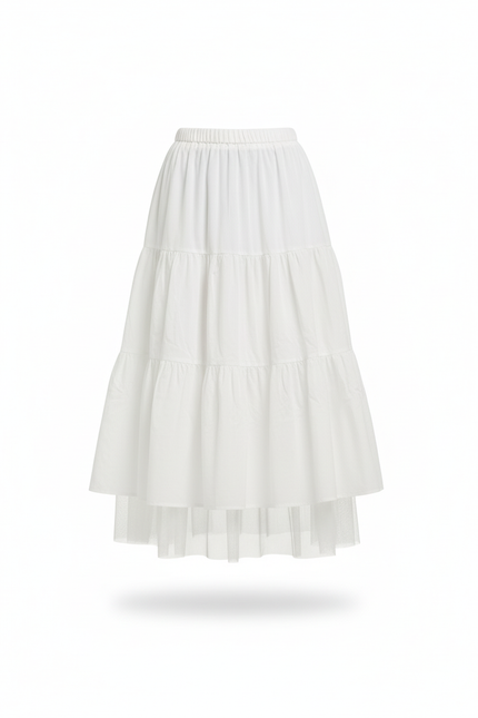 Jupe Midi Blanche Tulle Fluide
