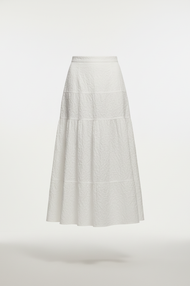 Jupe Midi Blanche Plissée Fluide