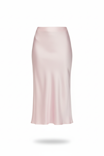 Jupe Midi Rose Satin Élégante