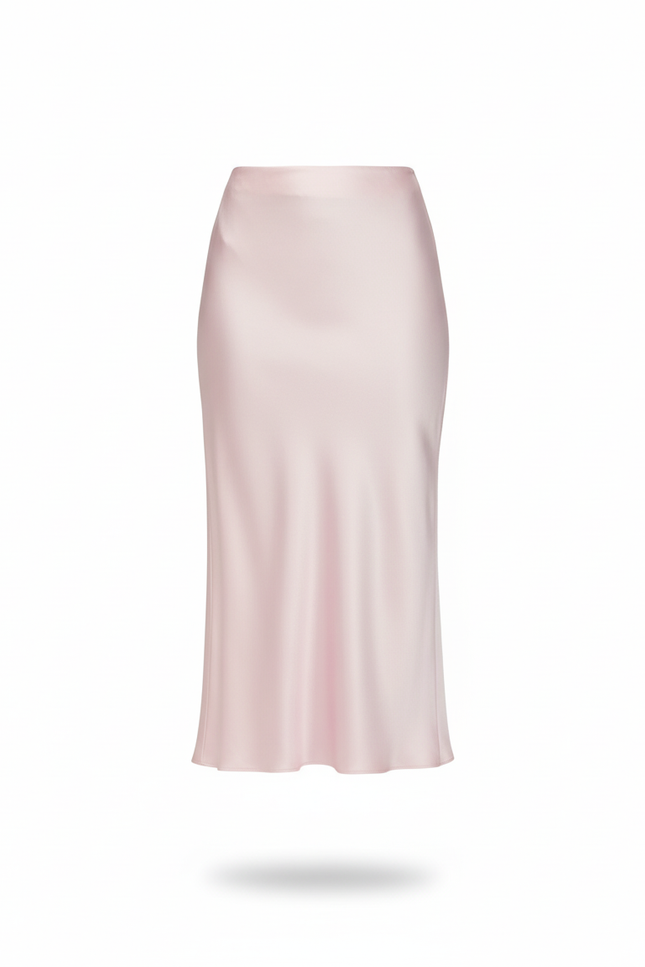 Jupe Midi Rose Satin Élégante