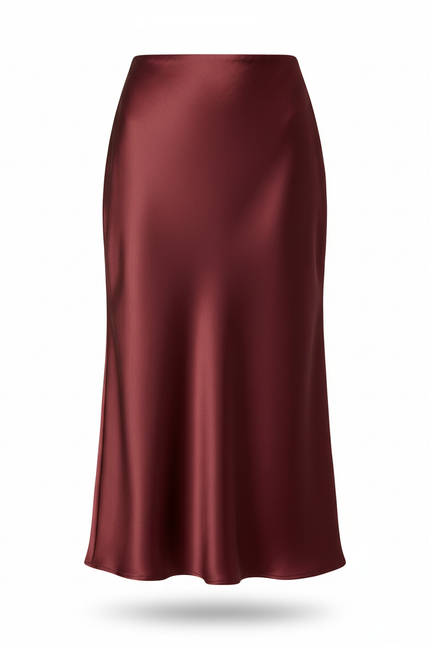 Jupe Midi Satin Fluide Élégante satinée