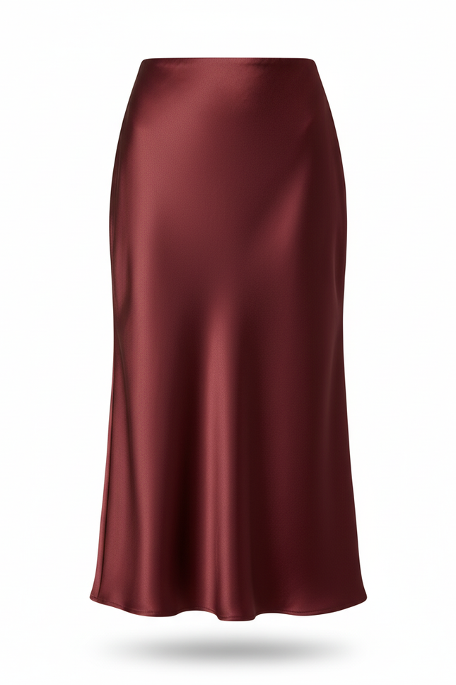 Jupe Midi Satin Fluide Élégante satinée