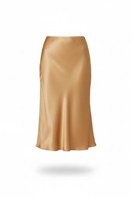 Jupe Midi Dorée Satinée Chic