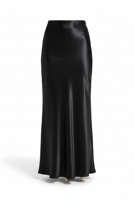Jupe Midi Satin Noire Chic
