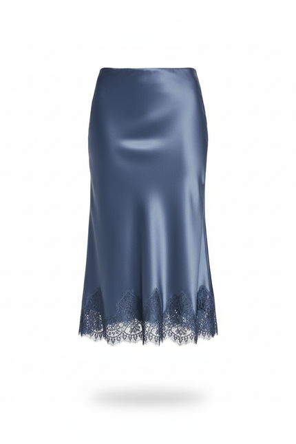 Jupe Midi Satinée Dentelle Élégante raffinée