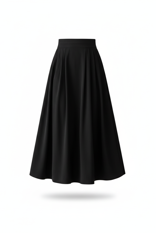 Jupe Midi Noire Taille Haute Élégante