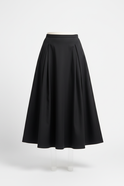 Jupe Midi Noire Plissée Élégante élancée