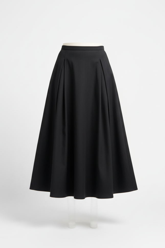 Jupe Midi Noire Plissée Élégante élancée