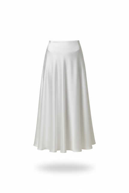 Jupe Midi Blanche Satinée Élégante