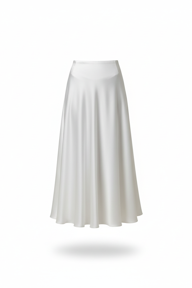 Jupe Midi Blanche Satinée Élégante