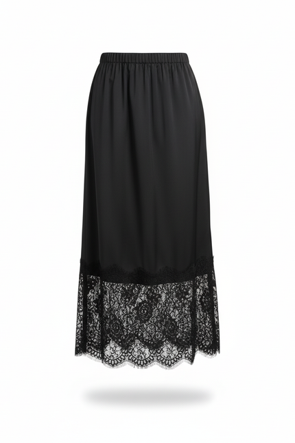 Jupe Midi Noire Dentelle Élégante délicate