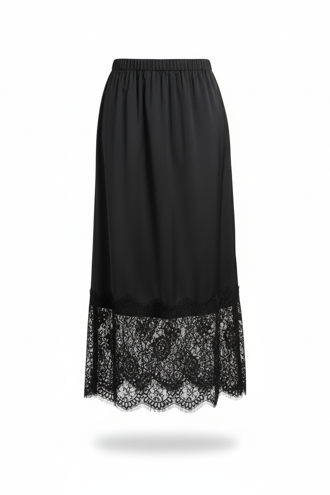Jupe Midi Noire Dentelle Élégante délicate