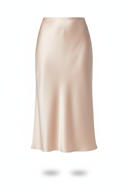 Jupe Midi Satin Champagne Élégante