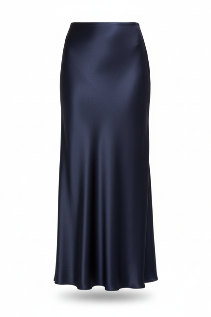 Jupe Midi Satin Marine Élégante