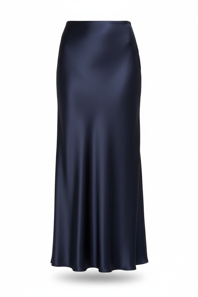 Jupe Midi Satin Marine Élégante