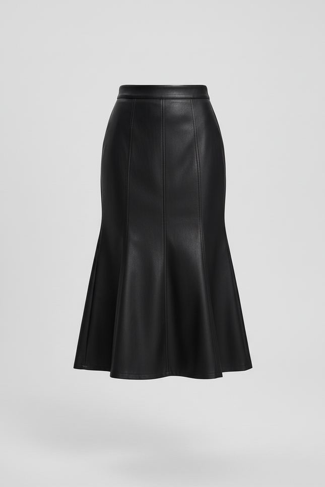 Jupe Midi Similicuir Coupe Sirène Chic