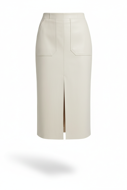 Jupe Midi Similicuir Fente Chic