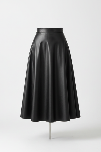 Jupe Midi Noire Similicuir Élégante moderne