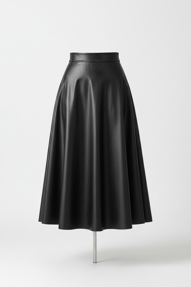 Jupe Midi Noire Similicuir Élégante moderne