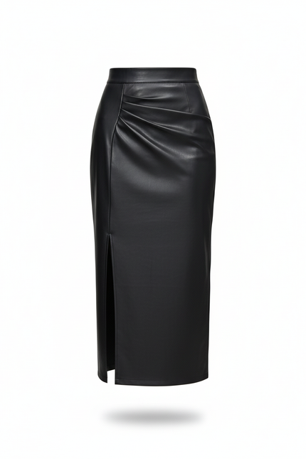 Jupe Midi Similicuir Froncée Chic moderne