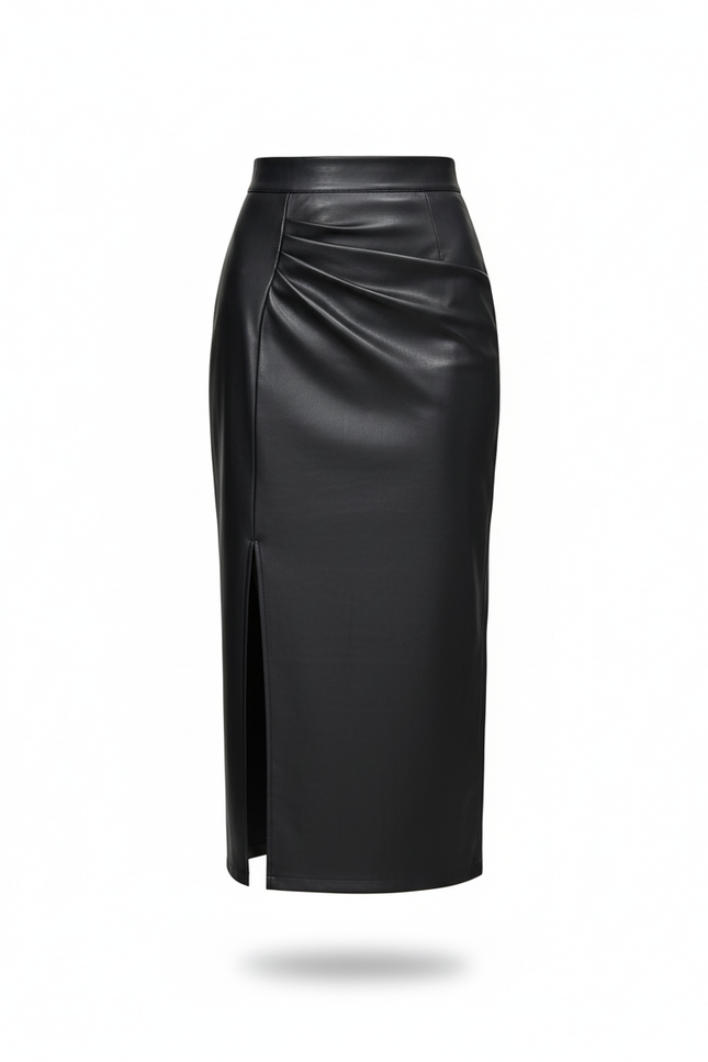 Jupe Midi Similicuir Froncée Chic moderne