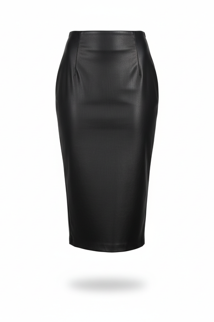 Jupe Midi Noire Similicuir Élégante tendance