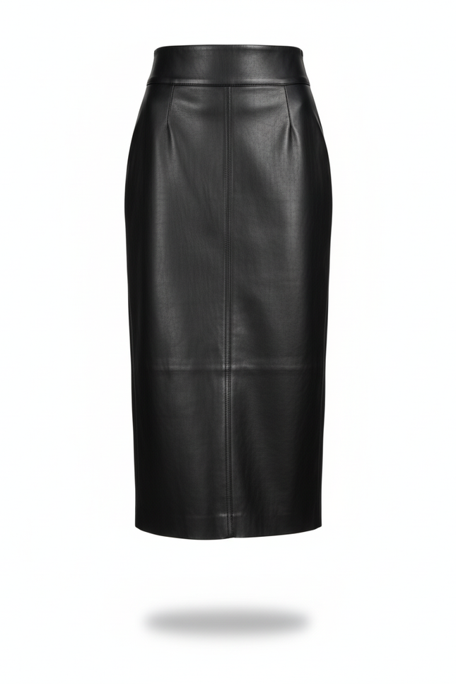 Jupe Midi Similicuir Noire Élégante rock