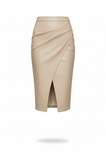 Jupe Midi Similicuir Portefeuille Chic