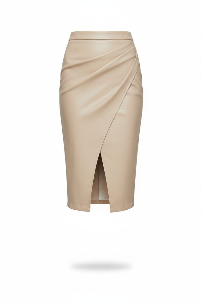 Jupe Midi Similicuir Portefeuille Chic