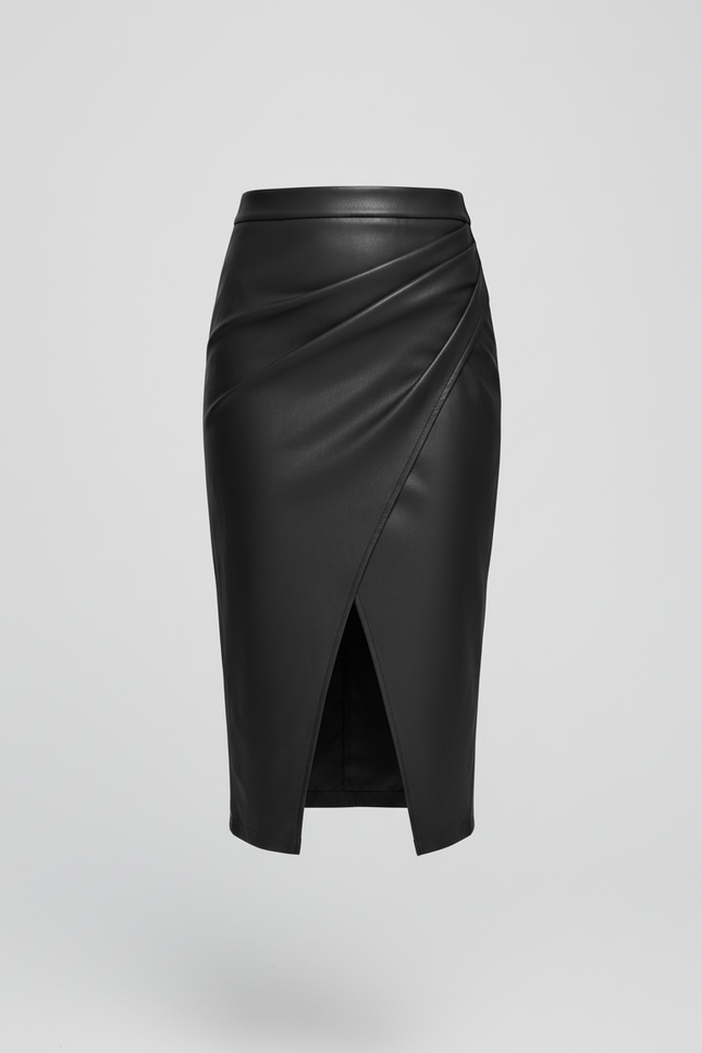 Jupe Midi Similicuir Portefeuille Chic originale